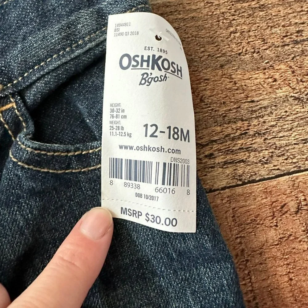 OshKosh B'gosh baby boys straight leg denim jeans -12/18M